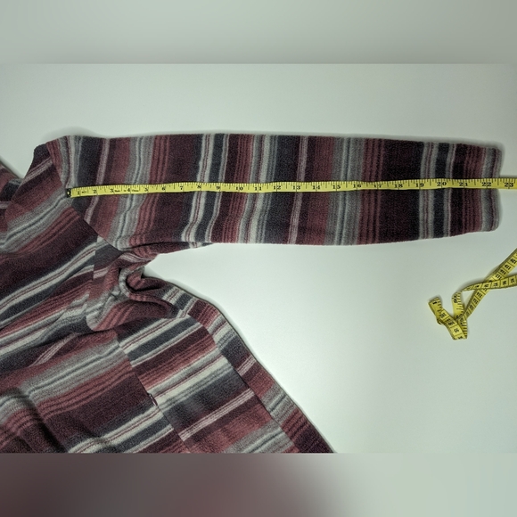 North River Womens Large Pullover Sweater 1/4 Button front Plum Stripe - Picture 10 of 10